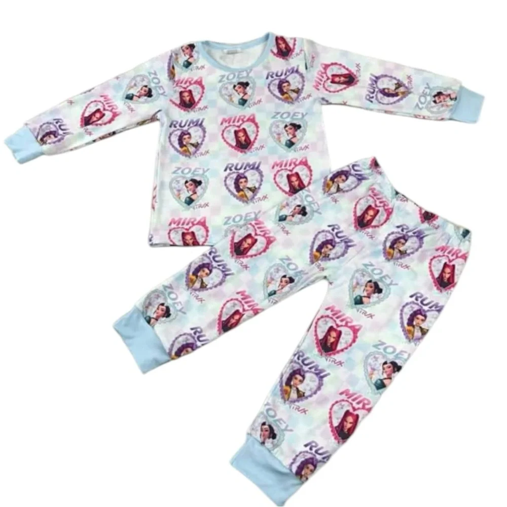 New K-Pop Demon Hunters Huntrix Pastel Print Pajama‎ Set Boutique Mira Rumi Zoey